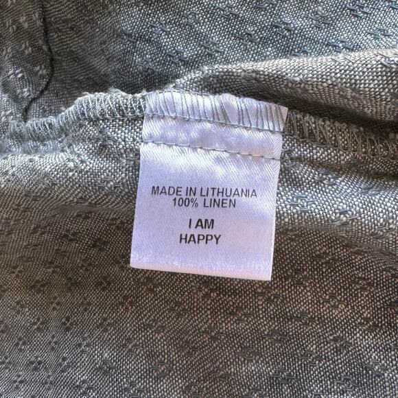 Flax Linen Oversized Boxy Fit Jacquard Peter Pan Collar Starlet Top Size S - Picture 6 of 6